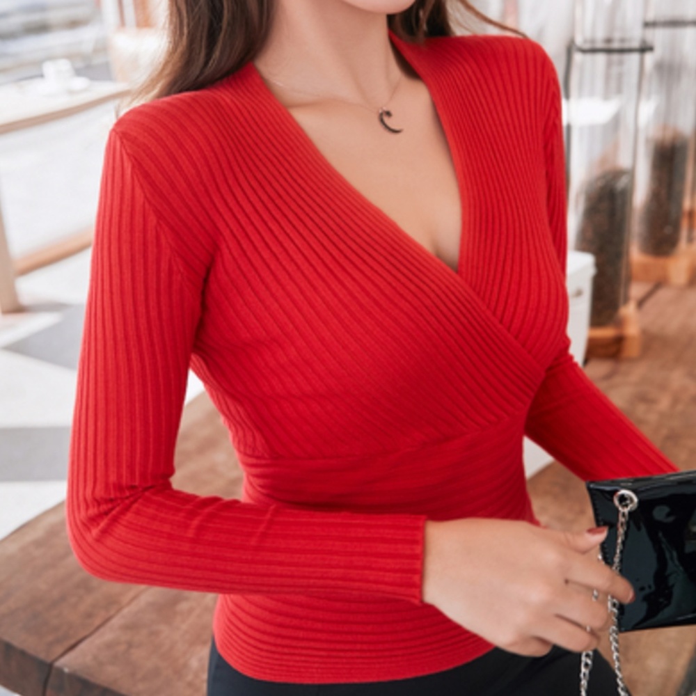 Red Long Sleeve Top